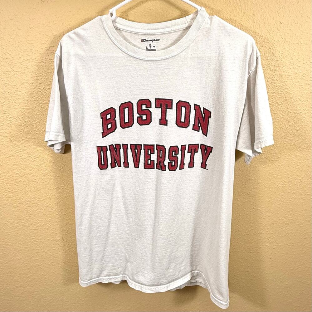 Champion Authentic Boston University T-Shirt Unisex M Graphic Print Pullover